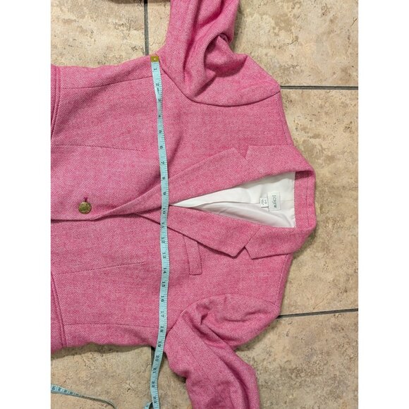 J. Crew Pink Herringbone Tweed Wool Blend Blazer Size 10 Career Crest Preppy - Picture 8 of 10